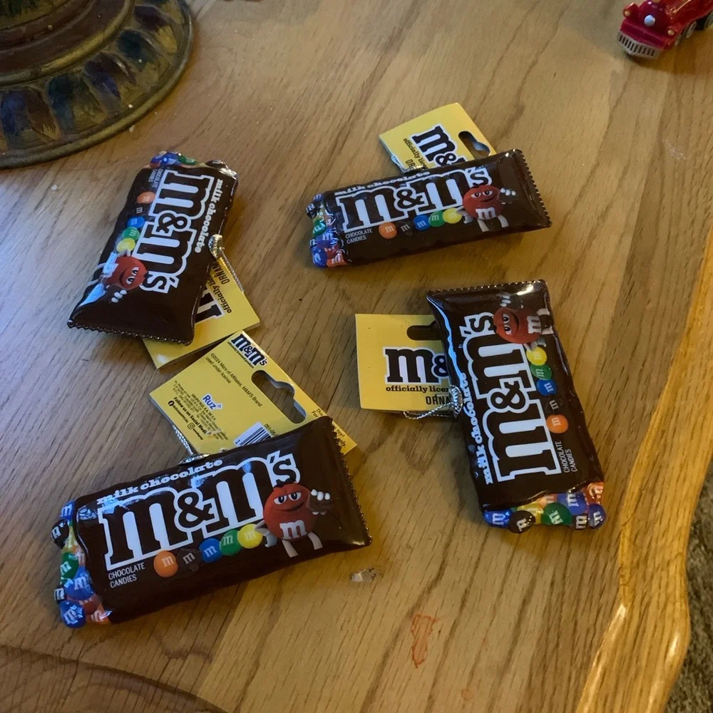 M&M'S Chocolate Candy Tree & Package ornaments 5 Piece NEW Cute Year round Decor